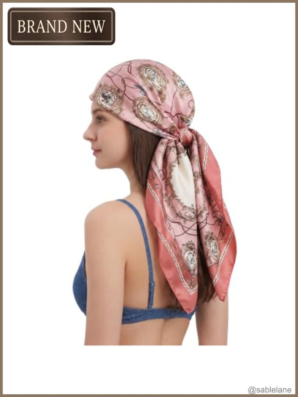 Large Square Satin Silk-Like Scarf for Head Wrap, Hair Turban, Neck Scarf
